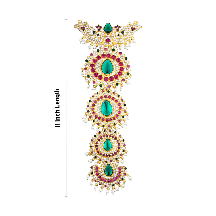 Stone Necklace - 11 Inches | 5 Step Necklace/ Multi Coloured Stone Jewellery for Deity Decor - Neck & Body Accessories