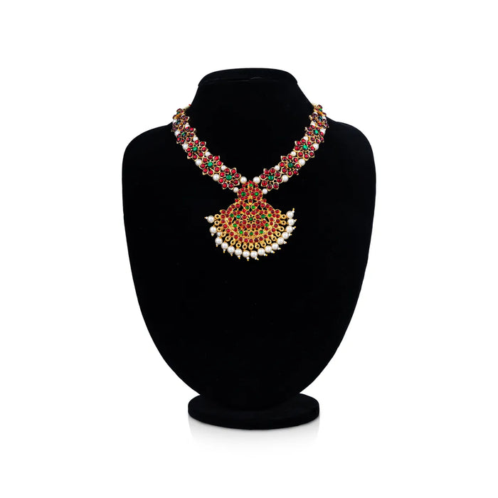 Kemp Necklace - 5.5 Inches | Gold Polish Artificial Jewelry/ Lakshmi Design Bharatanatyam Jewellery for Dance