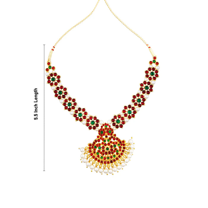 Kemp Necklace - 5.5 Inches | Gold Polish Artificial Jewelry/ Lakshmi Design Bharatanatyam Jewellery for Dance