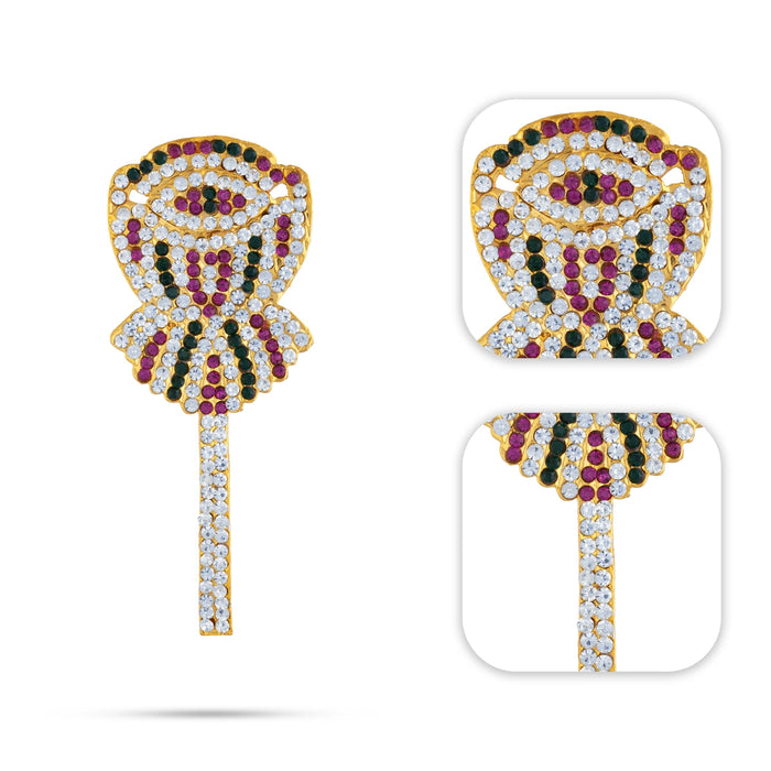 Artificial Lotus - 3.5 x 1.25 Inches | Multicolour Stone Lotus/ Artificial Jewellery for Deity