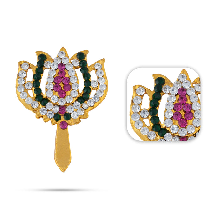 Stone Lotus - 1.75 x 1.25 Inches | Artificial Jewellery / Multicolour Stone Lotus for Deity