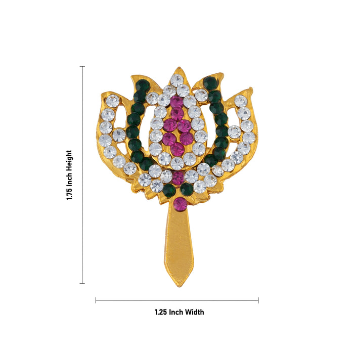 Stone Lotus - 1.75 x 1.25 Inches | Artificial Jewellery / Multicolour Stone Lotus for Deity