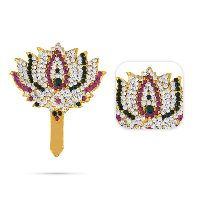 Stone Lotus - 3.5 x 1.25 Inches | Multicolour Stone Lotus / Artificial Accessory for Deity