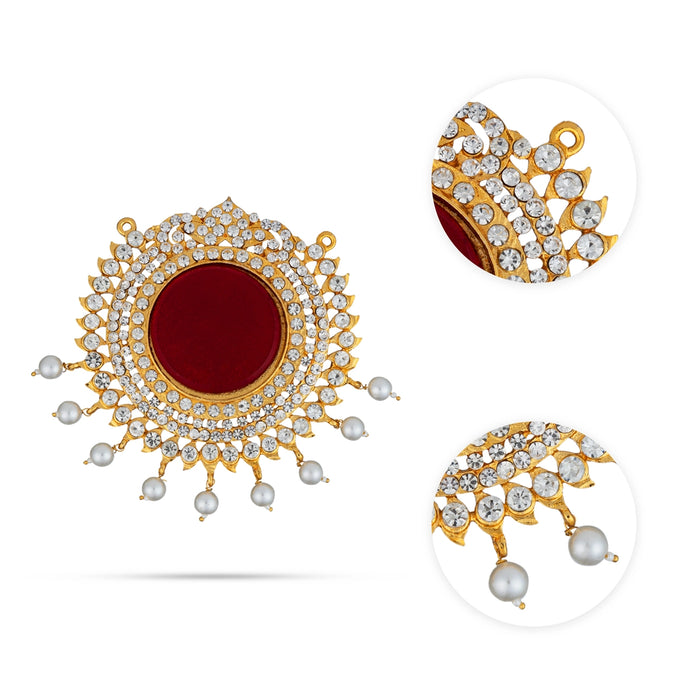 Stone Pendant - 4 x 3.5 Inches | Stone Locket/ Stone Dollar/ Artificial Jewellery for Deity Decor - Neck & Body Accessories