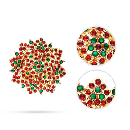 Kemp Stone Sun and Moon Billai - 2 x 2 Inches | Stone Jewellery/ Hair Accessories for Dance - Bharatanatyam Jewellery