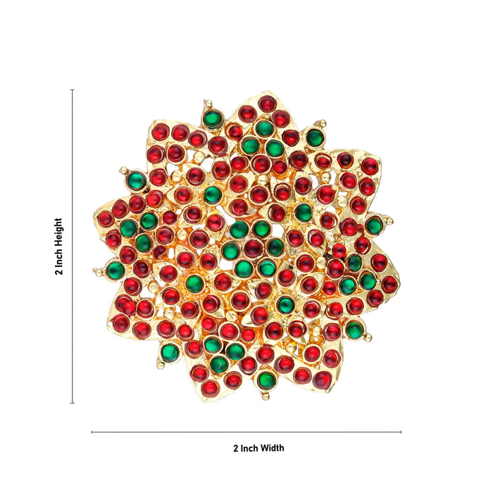 Kemp Stone Sun and Moon Billai - 2 x 2 Inches | Stone Jewellery/ Hair Accessories for Dance - Bharatanatyam Jewellery