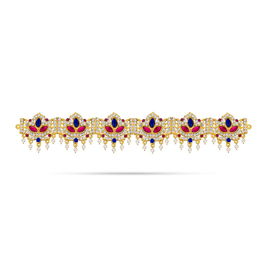 Stone Hip Belt - 10 Inches | Multicolour Stone Waist Belt/ Stone Jewellery/ Stone Belt for Deity Decor - Waist & Leg Accessories