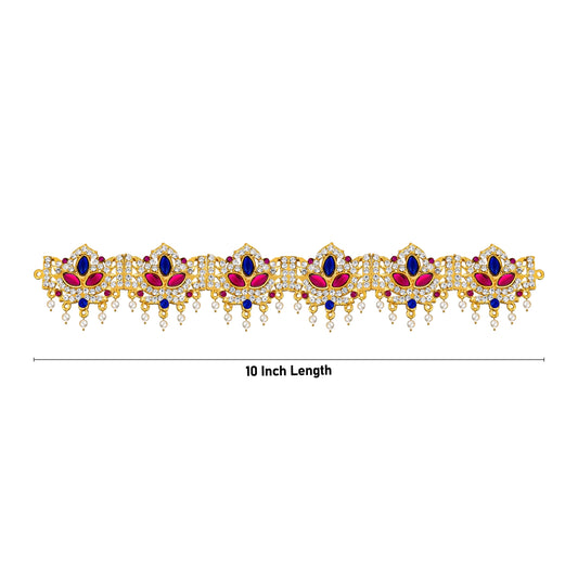 Stone Hip Belt - 10 Inches | Multicolour Stone Waist Belt/ Stone Jewellery/ Stone Belt for Deity Decor - Waist & Leg Accessories
