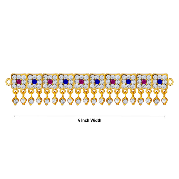 Hip Belt - 4 Inches | Multicolour Stone Jewellery/ Waist Belt/ Artificial Jewelry/ Stone Belt For Deity - Waist & Leg Accessories