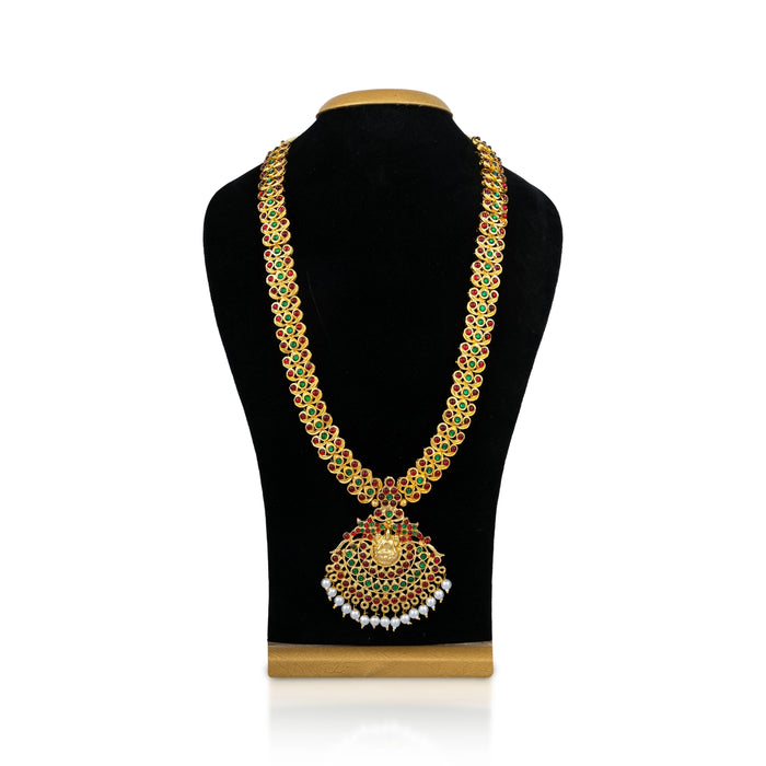 Kemp Lakshmi Haram - 12 Inches | Artificial Jewelry/ Gold Polish & Stone Design Bharatanatyam Jewellery for Dance - Dance Jewellery