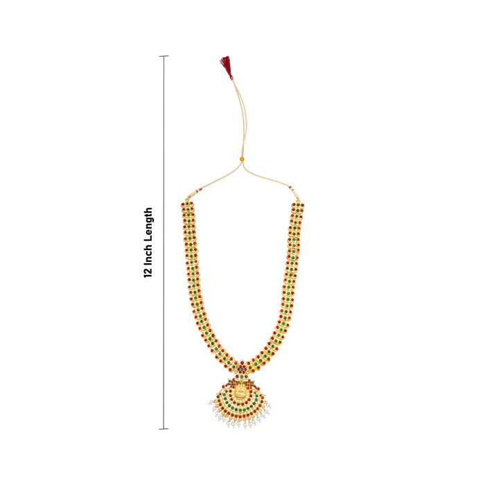 Kemp Lakshmi Haram - 12 Inches | Artificial Jewelry/ Gold Polish & Stone Design Bharatanatyam Jewellery for Dance - Dance Jewellery