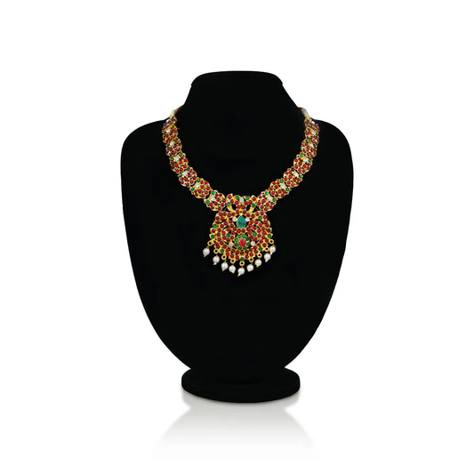 Kemp Necklace - 6 Inches | Artificial Jewelry/ Stone & Beads Design Bharatanatyam Jewellery for Dance - Bharatanatyam Jewellery