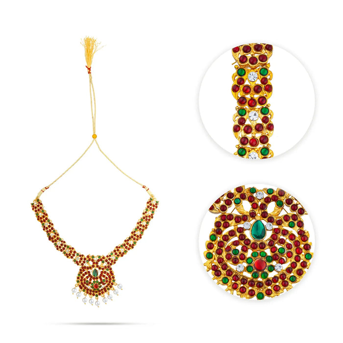 Kemp Necklace - 6 Inches | Artificial Jewelry/ Stone & Beads Design Bharatanatyam Jewellery for Dance