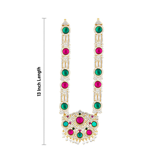 Stone Haram - 13 Inches | Long Stone Necklace/ Multi Coloured Stone Jewellery for Deity - Neck & Body Accessories