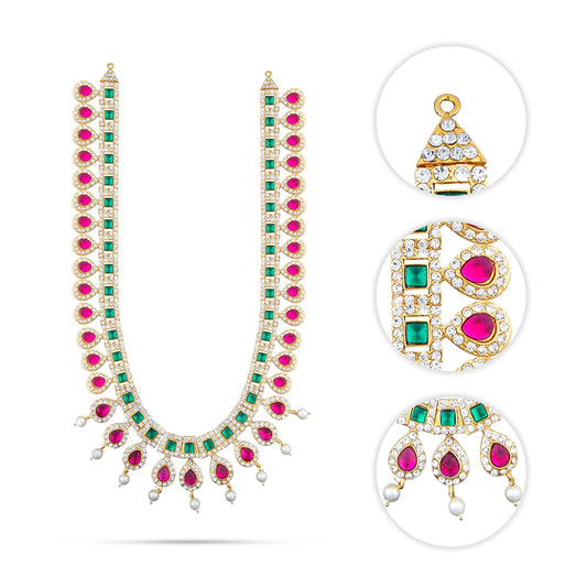 Stone Haram - 13 Inches | Multi Coloured Stone Jewellery/ Long Stone Necklace for Deity - Neck & Body Accessories