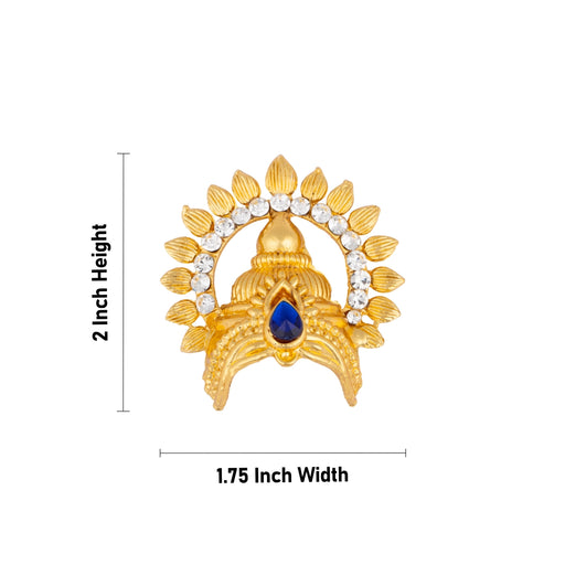 Half Kireedam With Arch - 2 x 1.75 Inches | Half Kiridam With Arch/ Gold Polish Half Crown/ Stone Mukut for Deity - Head & Face Accessories