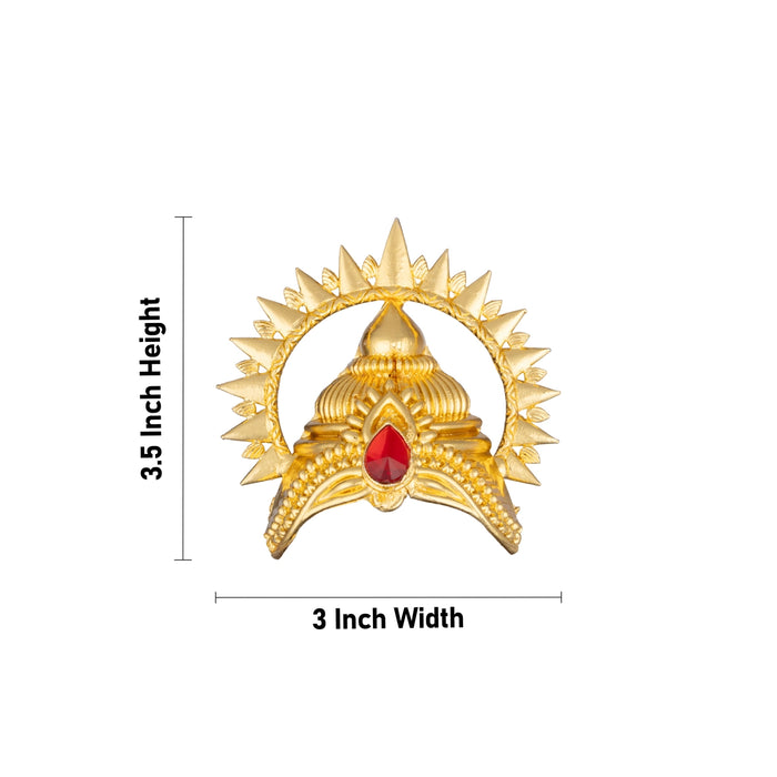 Half Kireedam With Arch - 3.5 x 3 Inches | Half Kiridam With Arch/ Gold Polish Half Crown/ Mukut for Deity - Head & Face Accessories