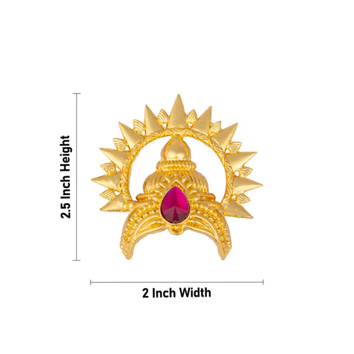 Half Kireedam With Arch - 2.5 x 2 Inches | Half Kiridam With Arch/ Gold Polish Half Crown/ Mukut for Deity - Head & Face Accessories
