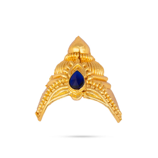 Half Kireedam - 2.5 x 2.5 Inches | Gold Polish Half Kiridam/ Mukut/ Single Stone Half Crown for Deity - Head & Face Accessories