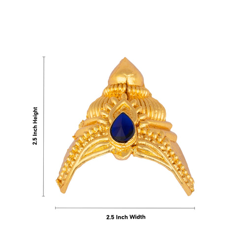 Half Kireedam - 2.5 x 2.5 Inches | Gold Polish Half Kiridam/ Mukut/ Single Stone Half Crown for Deity - Head & Face Accessories