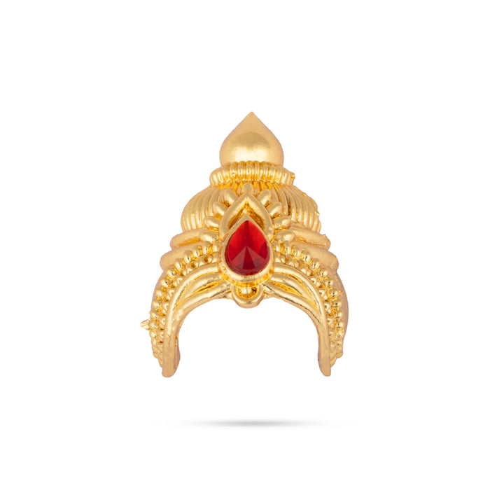 Half Kireedam - 1.5 x 1 Inches | Gold Polish Half Kiridam/ Mukut/ Single Stone Half Crown for Deity - Head & Face Accessories