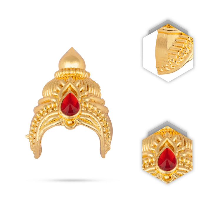 Half Kireedam - 1.5 x 1 Inches | Gold Polish Half Kiridam/ Mukut/ Single Stone Half Crown for Deity - Head & Face Accessories