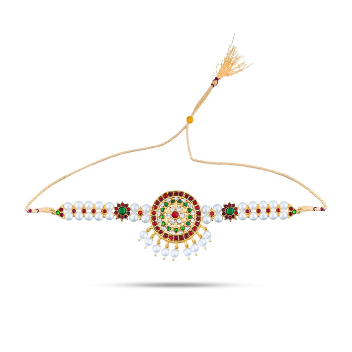Choker Necklace - 8 Inches | Pearl Necklace/ Multicolour Stone Artificial Jewellery For Ethnic Wear And Dance - Bharatanatyam Jewellery