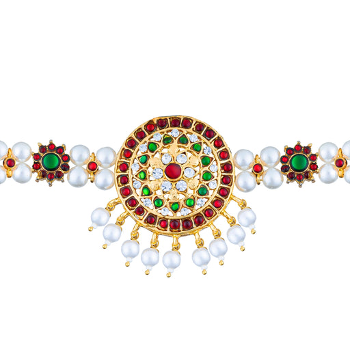 Choker Necklace - 8 Inches | Pearl Necklace/ Multicolour Stone Artificial Jewellery For Ethnic Wear And Dance - Bharatanatyam Jewellery
