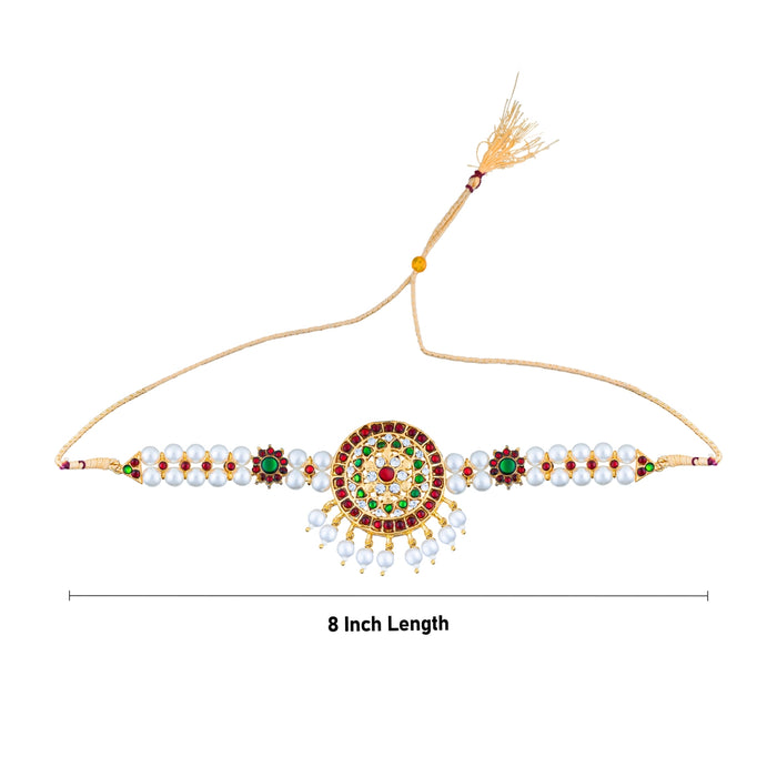 Choker Necklace - 8 Inches | Pearl Necklace/ Multicolour Stone Artificial Jewellery For Ethnic Wear And Dance - Bharatanatyam Jewellery