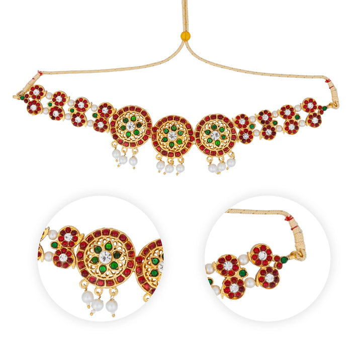 Mango Design Choker Necklace - 8 Inches | Artificial Jewelry/ Stone Necklace/ Bharatanatyam Jewellery for Women - Bharatanatyam Jewellery