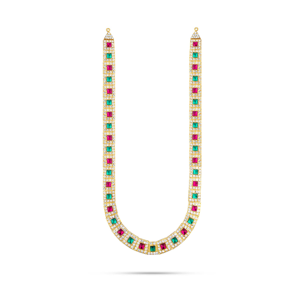 Stone Haram - 12 Inches | Multi Coloured Stone Jewellery/ Long Stone Necklace for Deity