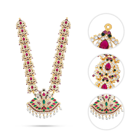 Stone Haram - 14 Inches | Multi Coloured Stone Jewellery/ Long Stone Necklace for Deity - Neck & Body Accessories