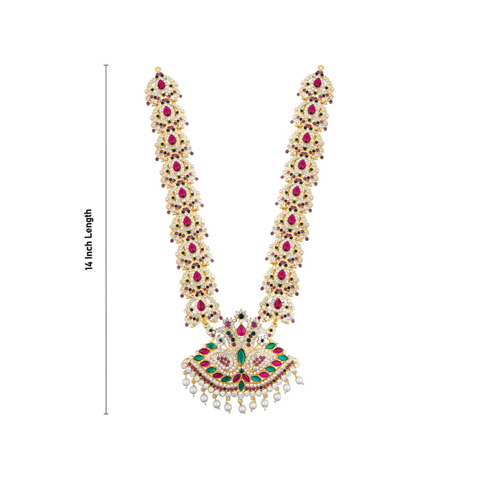 Stone Haram - 14 Inches | Multi Coloured Stone Jewellery/ Long Stone Necklace for Deity