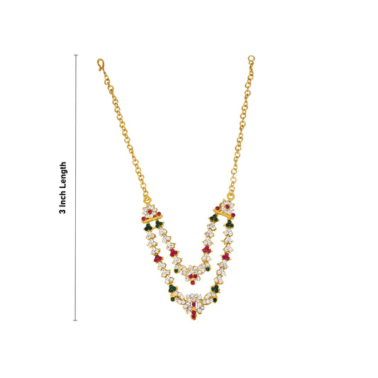 2 Step Stone Necklace - 3 Inches | 2 Step Haram/ Multicolour Stone Jewellery for Deity - Neck & Body Accessories