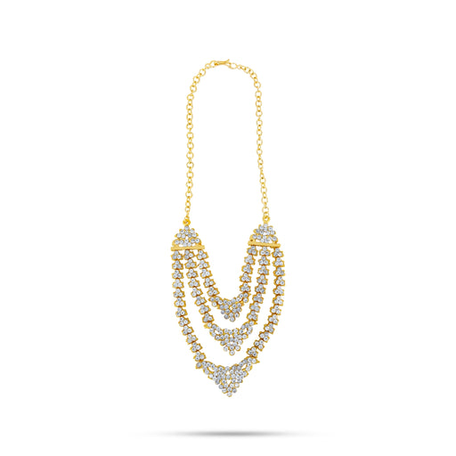 Stone Necklace - 4.5 Inches | 3 Step Artificial Jewelry/ Stone Jewellery For Bridal And Temple Events - Ethnic Wear Accessories