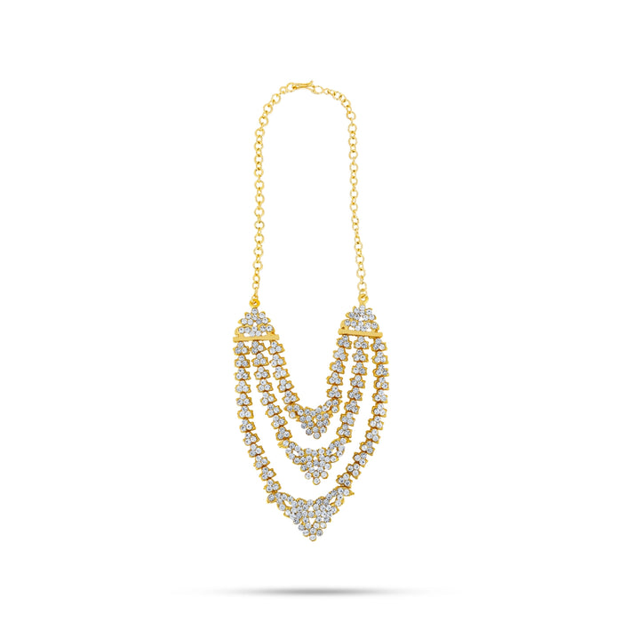 Stone Necklace - 4.5 Inches | 3 Step Artificial Jewelry/ Stone Jewellery For Bridal And Temple Events - Ethnic Wear Accessories