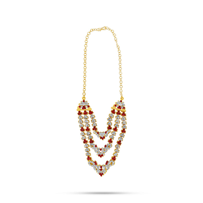 Stone Necklace - 4.5 Inches | 3 Step Artificial Jewelry/ Stone Jewellery For Bridal And Temple Events - Ethnic Wear Accessories