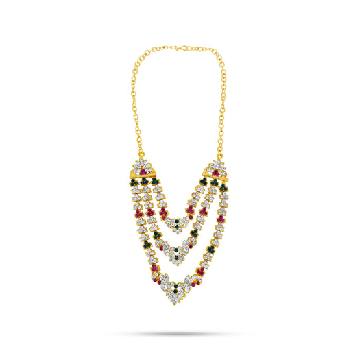 Stone Necklace - 4.5 Inches | 3 Step Artificial Jewelry/ Stone Jewellery For Bridal And Temple Events - Ethnic Wear Accessories