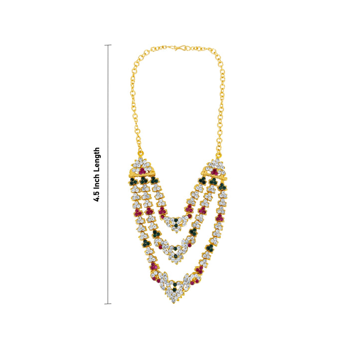Stone Necklace - 4.5 Inches | 3 Step Artificial Jewelry/ Stone Jewellery For Bridal And Temple Events - Ethnic Wear Accessories