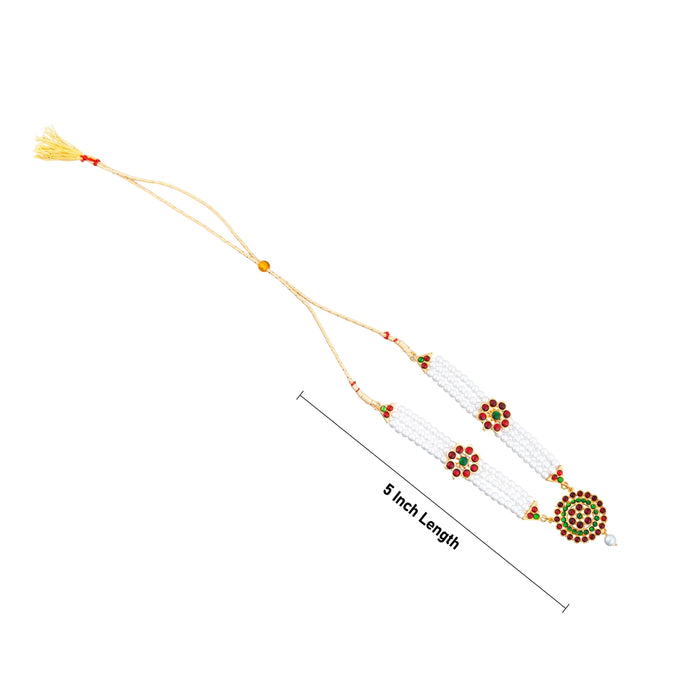 Kemp Necklace - 5 Inches | Pearl Necklace/ Multicolour Stone Necklace/ Bharatanatyam Jewellery for Women