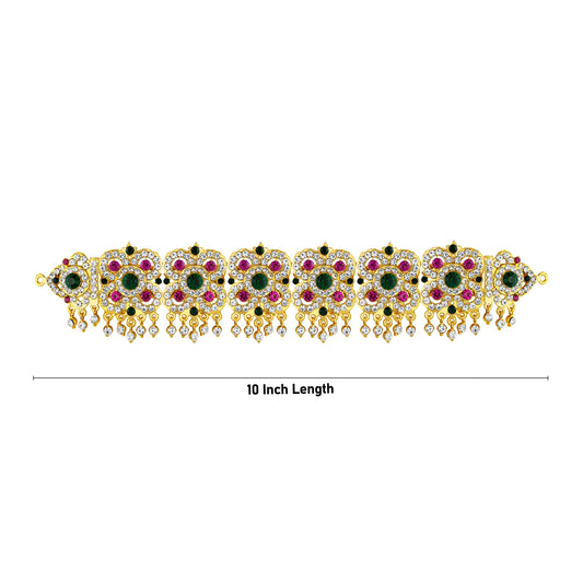 Stone Hip Belt - 10 Inches | Stone Jewellery/ Multicolour Stone Waist Belt/ Stone Belt for Deity Decor - Waist & Leg Accessories