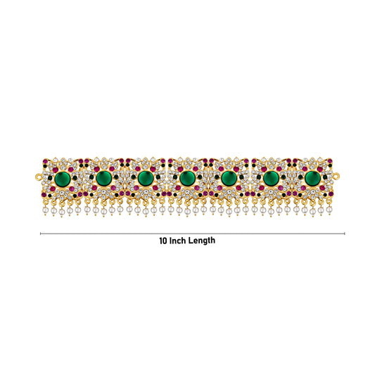 Stone Hip Belt - 10 Inches | Stone Jewellery/ Multicolour Stone & Beads Design Waist Belt/ Stone Belt for Deity - Waist & Leg Accessories