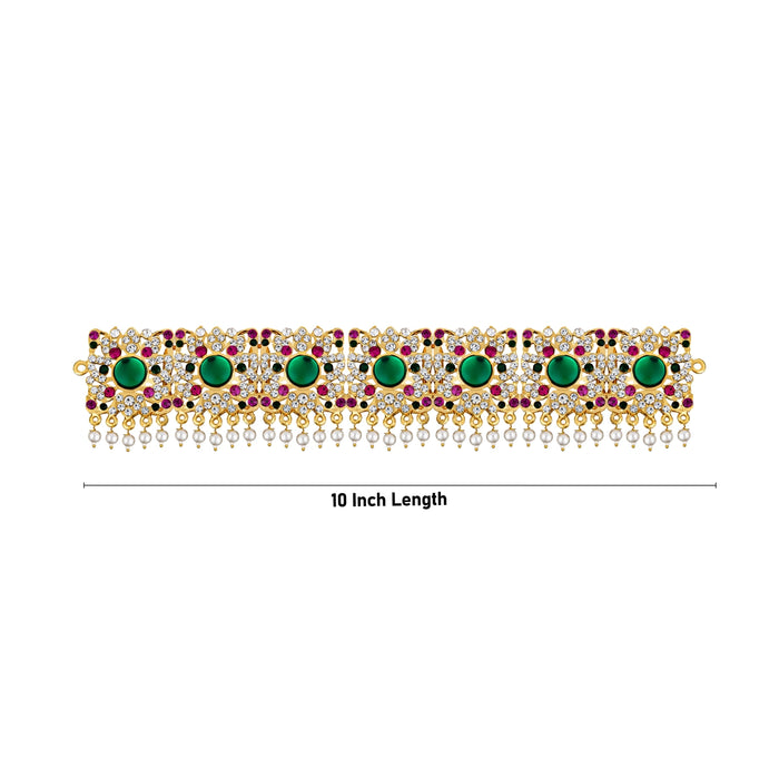 Stone Hip Belt - 10 Inches | Stone Jewellery/ Multicolour Stone & Beads Design Waist Belt/ Stone Belt for Deity