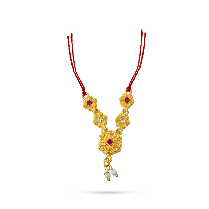 Gold Polish Necklace - 1.5 Inches | Artificial Jewellery/ Stone & Beads Design Necklace For Deity