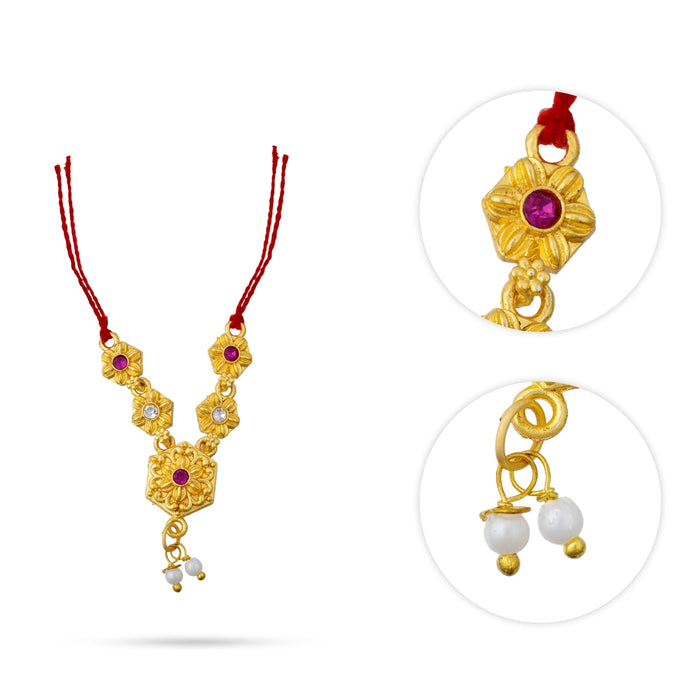 Gold Polish Necklace - 1.5 Inches | Artificial Jewellery/ Stone & Beads Design Necklace For Deity