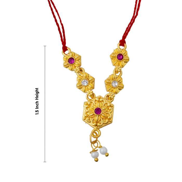 Gold Polish Necklace - 1.5 Inches | Artificial Jewellery/ Stone & Beads Design Necklace For Deity