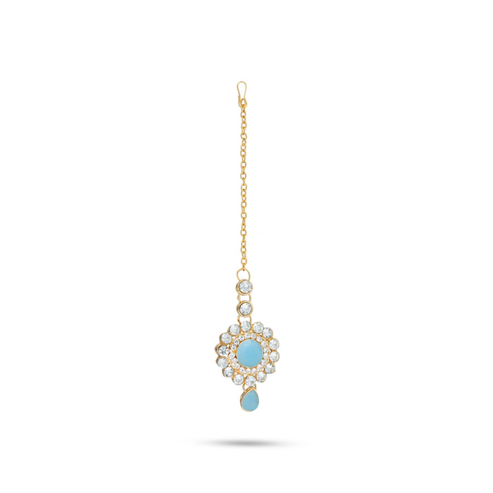 Stone Ear Ring And Necklace & Nose Pin Set | Blue Colour Stone Jewellery Set for Women