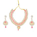 Stone Ear Ring And Necklace & Nose Pin Set | Pink Colour Stone Jewellery Set for Women - Deity Jewellery & Vastra Sets