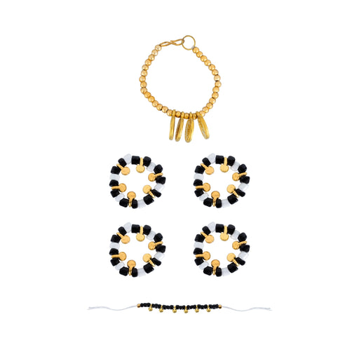 Radha Krishna Nazariya Set - 5 Inches | Black & White Beads Evil Eye Nazariya Jewelry For Deity & Kids Protection - Deity Accessories