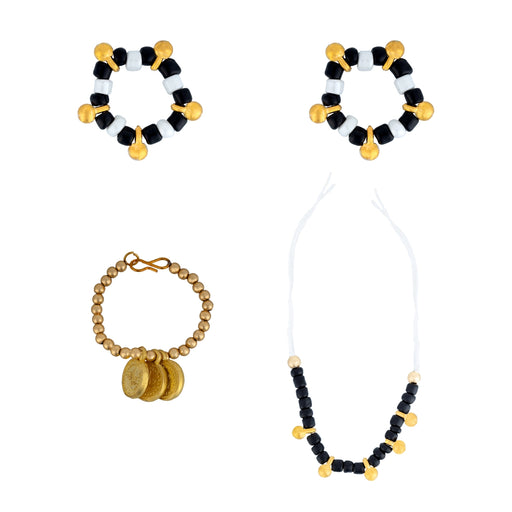 Najriya Set - 4 Inches | Black & White Beads Radha Krishna Najriya Set/ Evil Eye Nazariya For Deity & Kids Protection - Deity Accessories